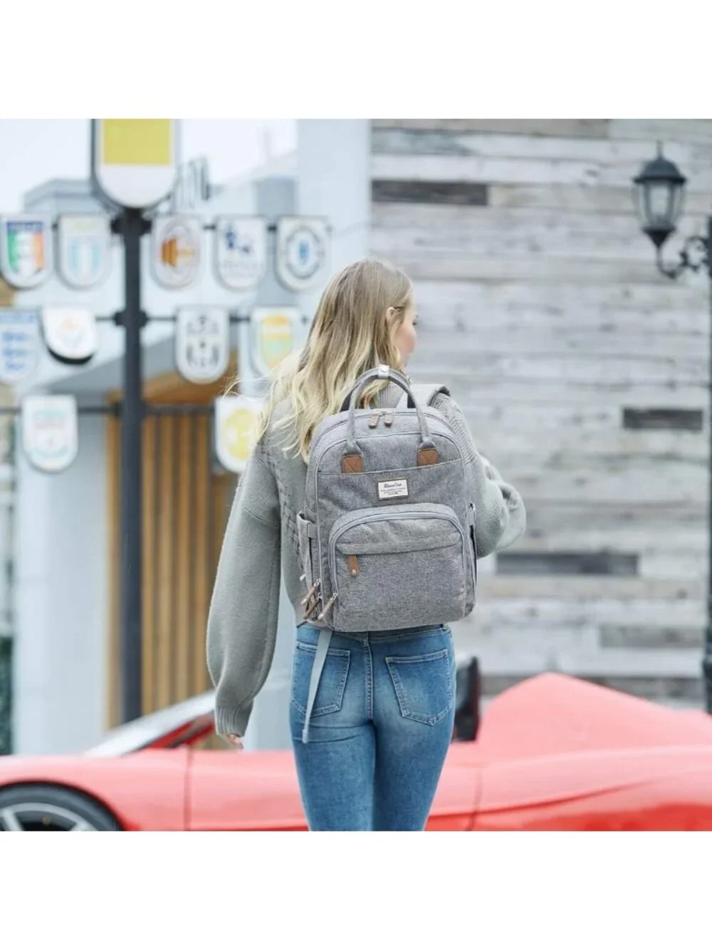 Multifunctional Travel Diaper Bag Backpack with Changing Pad, Insulated Holders